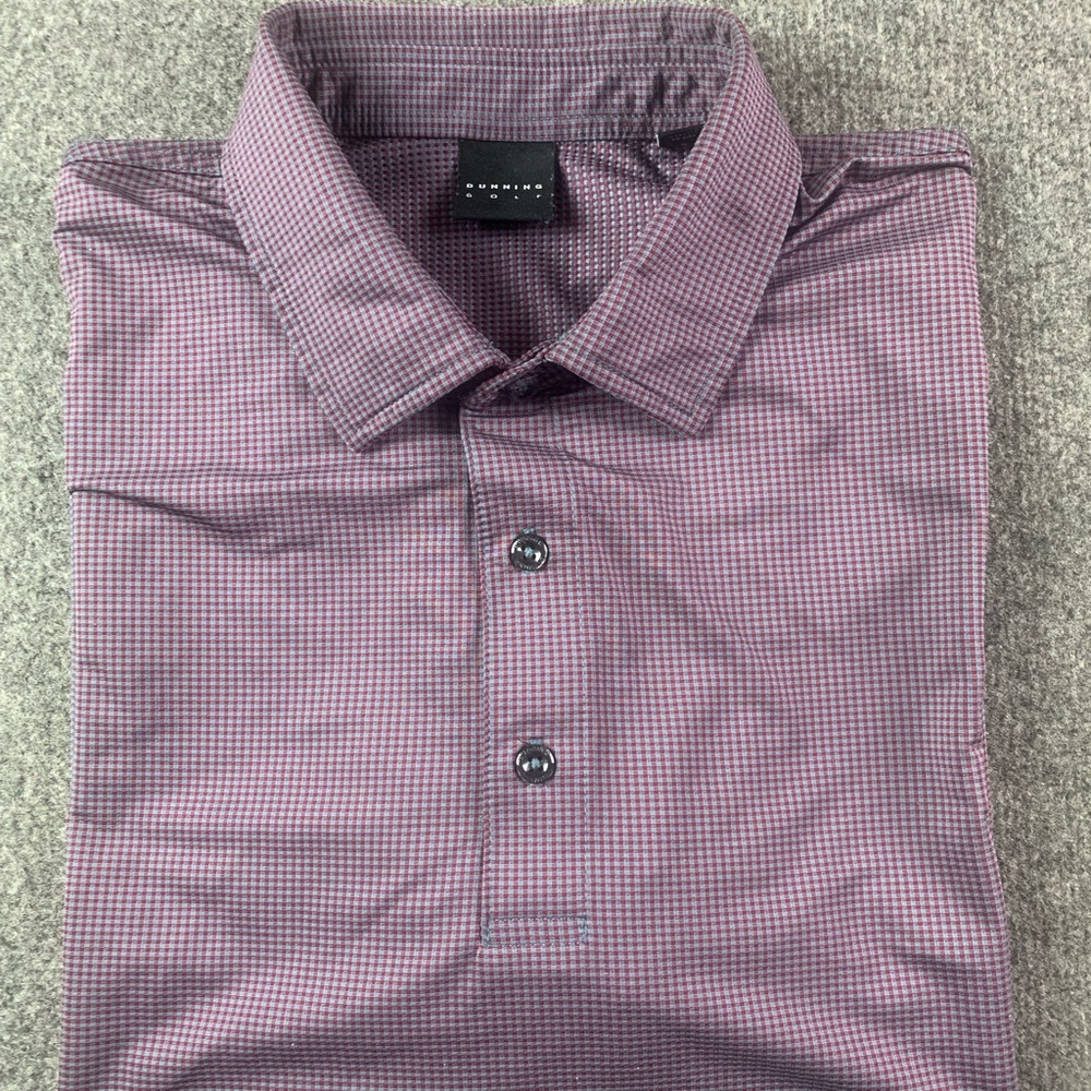 Dunning Golf Mens Short Sleeve Golf Polo Shirt Size L Burgundy/Gray